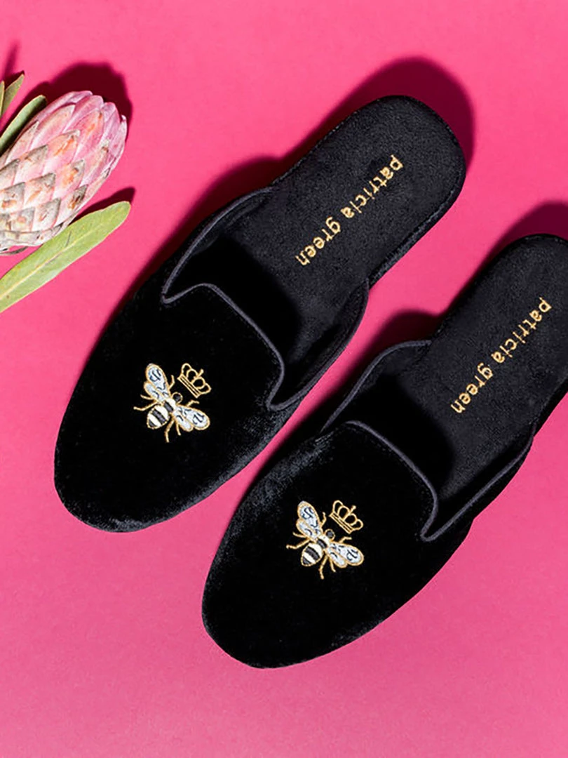 Patricia Green Flats Queen Bee Embroidered Slipper 6 Patricia Green Flats Queen Bee Embroidered Slipper