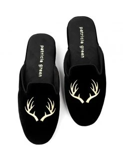Patricia Green Antler Embroidered Slipper