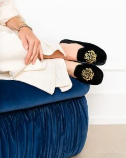 Patricia Green Diana Embroidered Velvet Slipper Flats