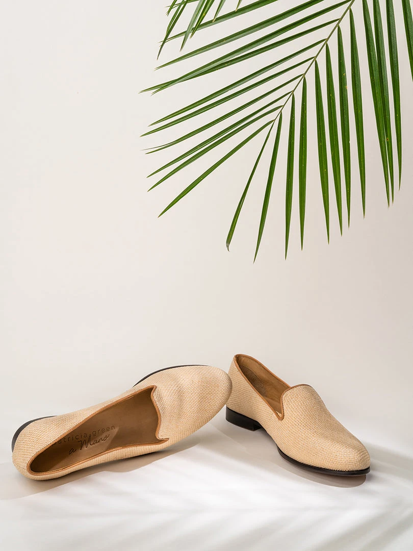 Patricia Green Natural Raffia Smoking Flat 5 Patricia Green Natural Raffia Smoking Flat